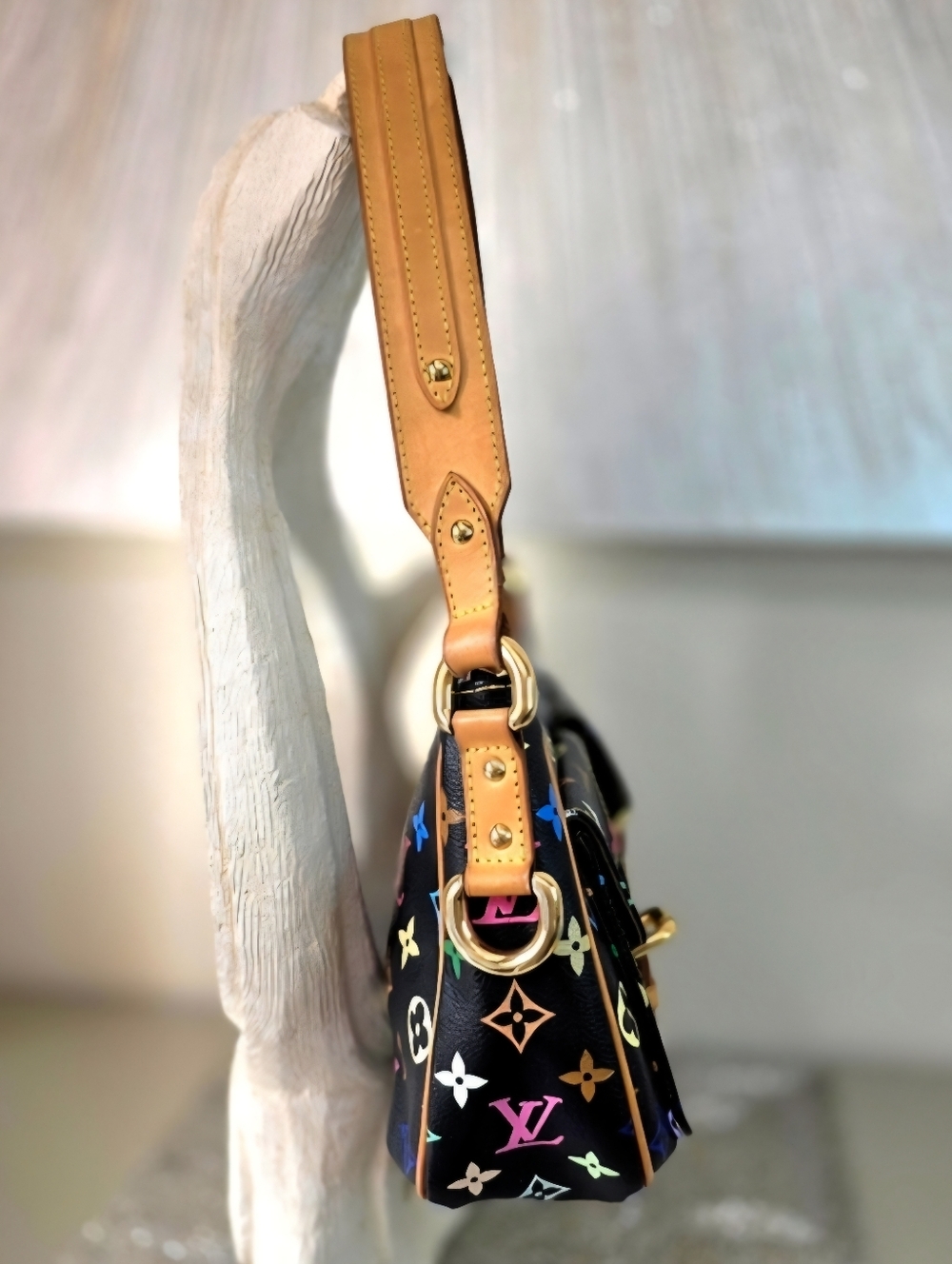 🩷 Louis Vuitton Lodge PM Black Multicolore Monogram Gold Hardware Shoulder Bag - Picture 4 of 14